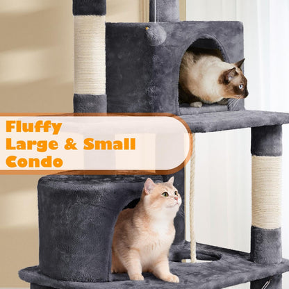 62.2 Inches Cat Tree Cat Towers Cat Condo with Platform & Hammock, Scratching Posts for Kittens Pet Play House with Plush Perch for Indoor Activity Relaxing